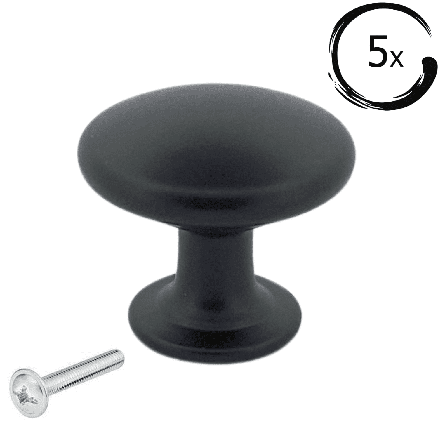 5X Deurknop Macon 27 mm – Aluminium Zwart - BY MJM - GMJ01-5