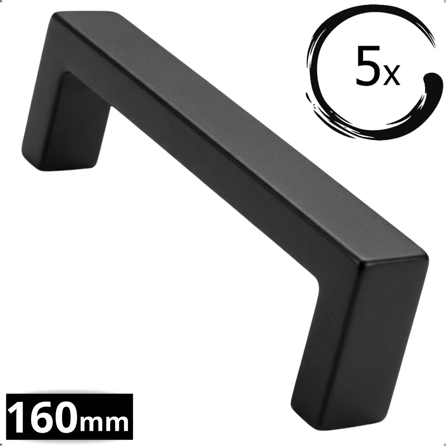 5X Handgreep 160mm RVS Zwart – Atlanta - BY MJM - GMJ14-5