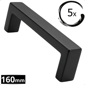 5X Handgreep 160mm RVS Zwart – Atlanta - BY MJM - GMJ14-5