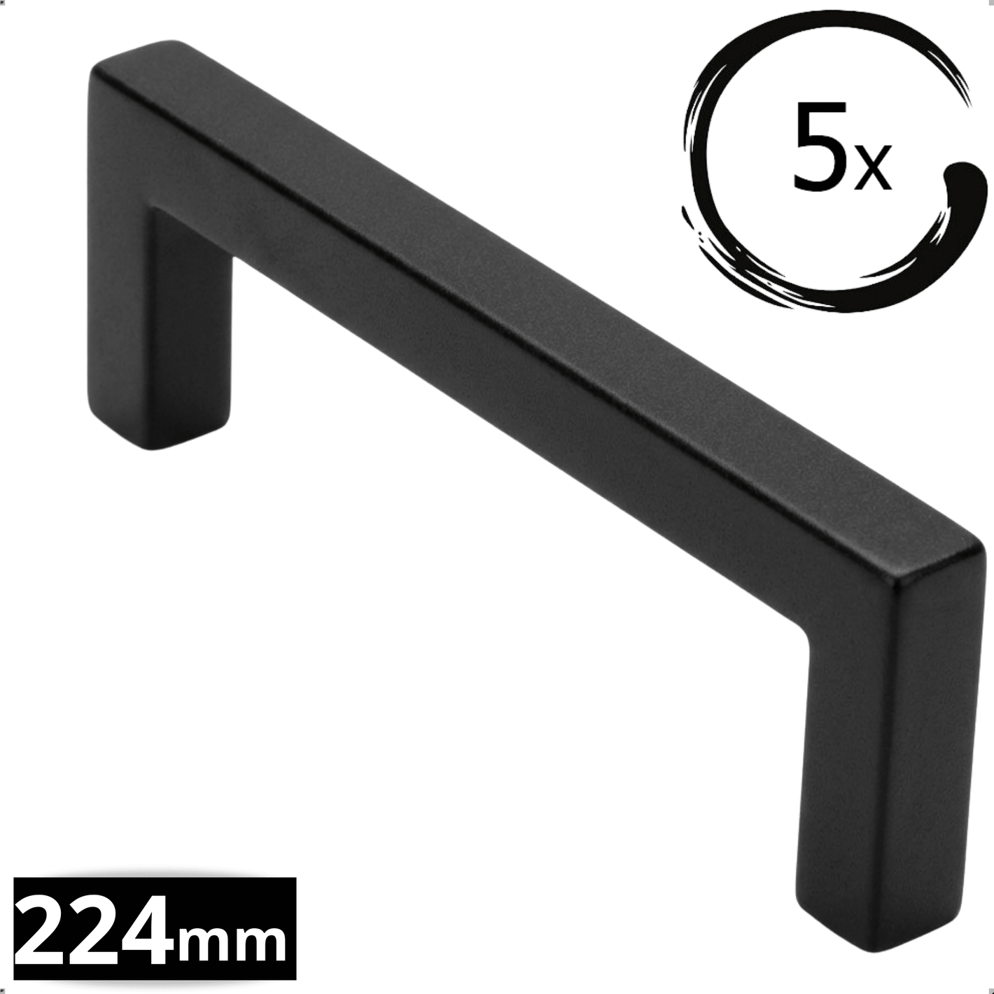 5X Handgreep 224mm RVS Zwart – Dallas - BY MJM - GMJ86-5