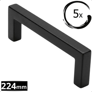 5X Handgreep 224mm RVS Zwart – Dallas - BY MJM - GMJ86-5