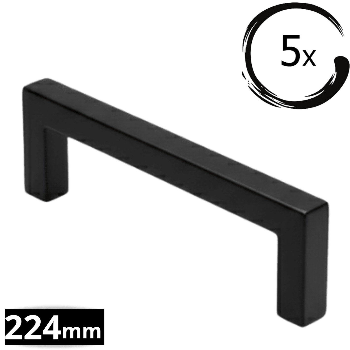 5X Handgreep 224mm RVS Zwart – Dallas - BY MJM - GMJ86-5