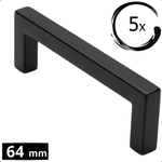 5X Handgreep 64mm RVS Zwart – Dallas - BY MJM - GMJ130-5