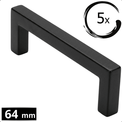 5X Handgreep 64mm RVS Zwart – Dallas - BY MJM - GMJ130-5