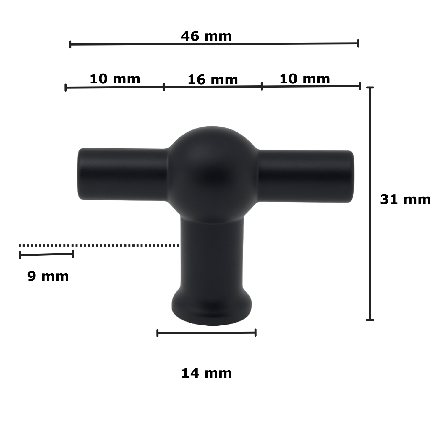 Deurknop Kansas 48 mm Zwart