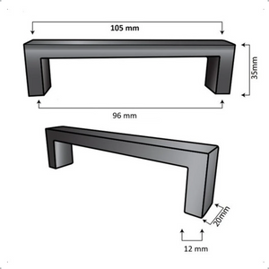 Handgreep Atlanta 96 mm RVS Zwart