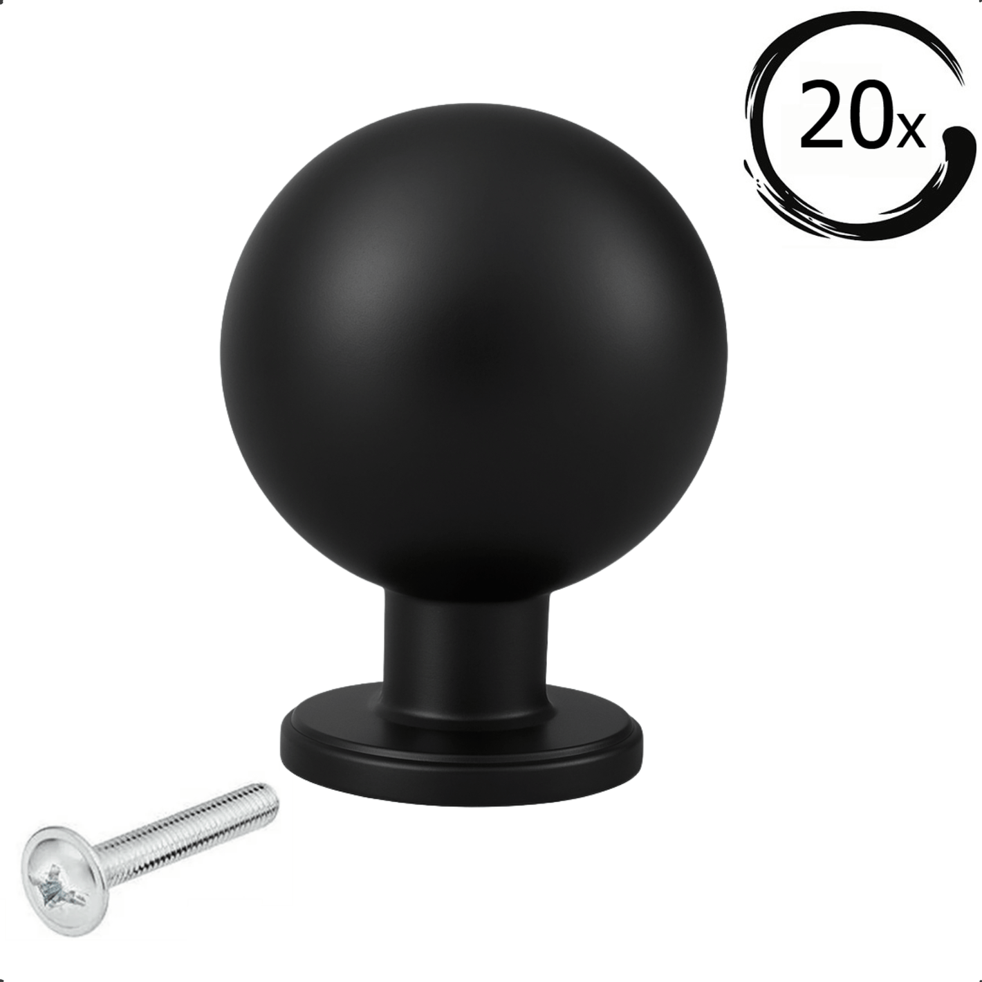 20X Deurknop Madison Zwart