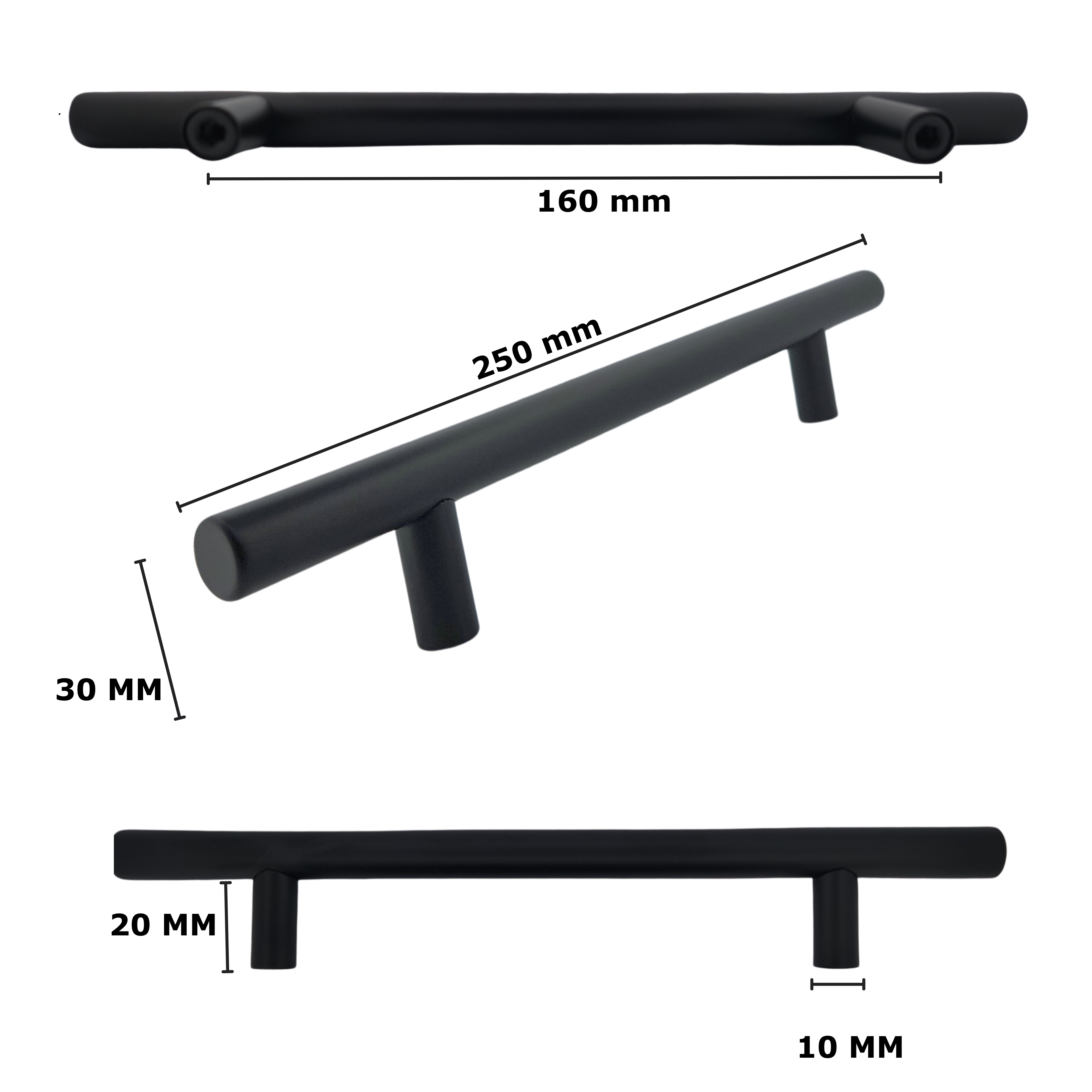 T-handle black 160 mm