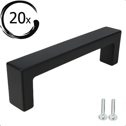 20x Atlanta Handle 96 mm Stainless Steel Black