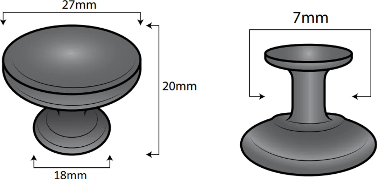 Kastknop / Meubelknop Macon 27 mm Aluminium Zwart Set 5