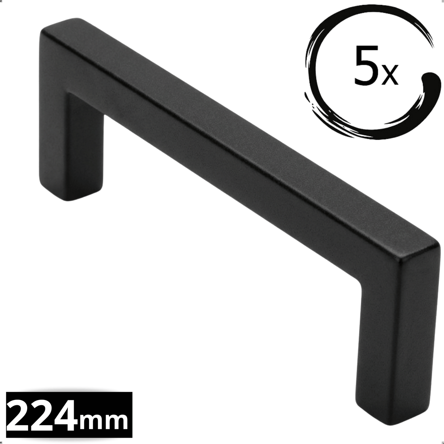 5X Handgreep 224mm RVS Zwart – Dallas