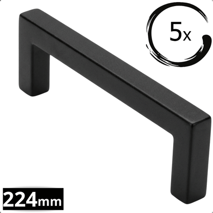 5X Handgreep 224mm RVS Zwart – Dallas