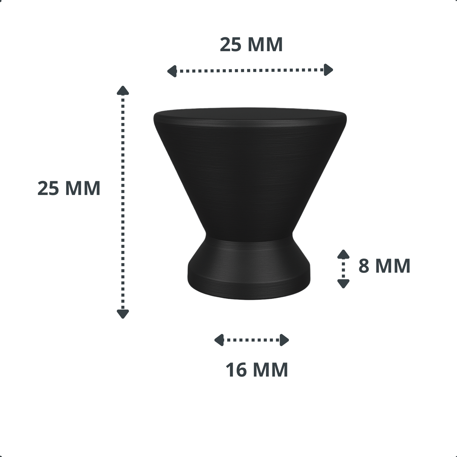Deurknop 25mm Zwart – Dover - BY MJM - GMJ78