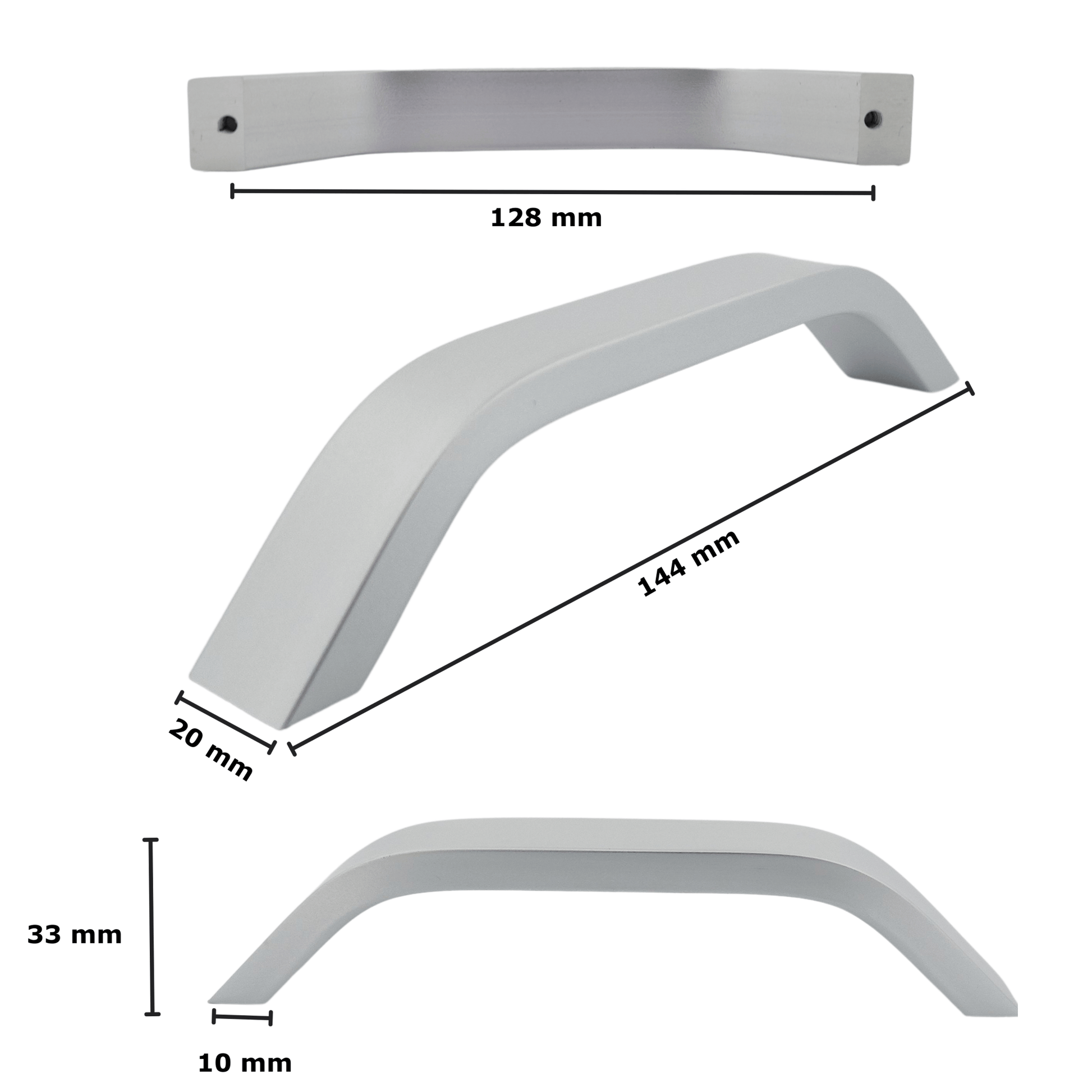 Handgreep 128mm Aluminium Mat – Tulsa - BY MJM - GMJ10