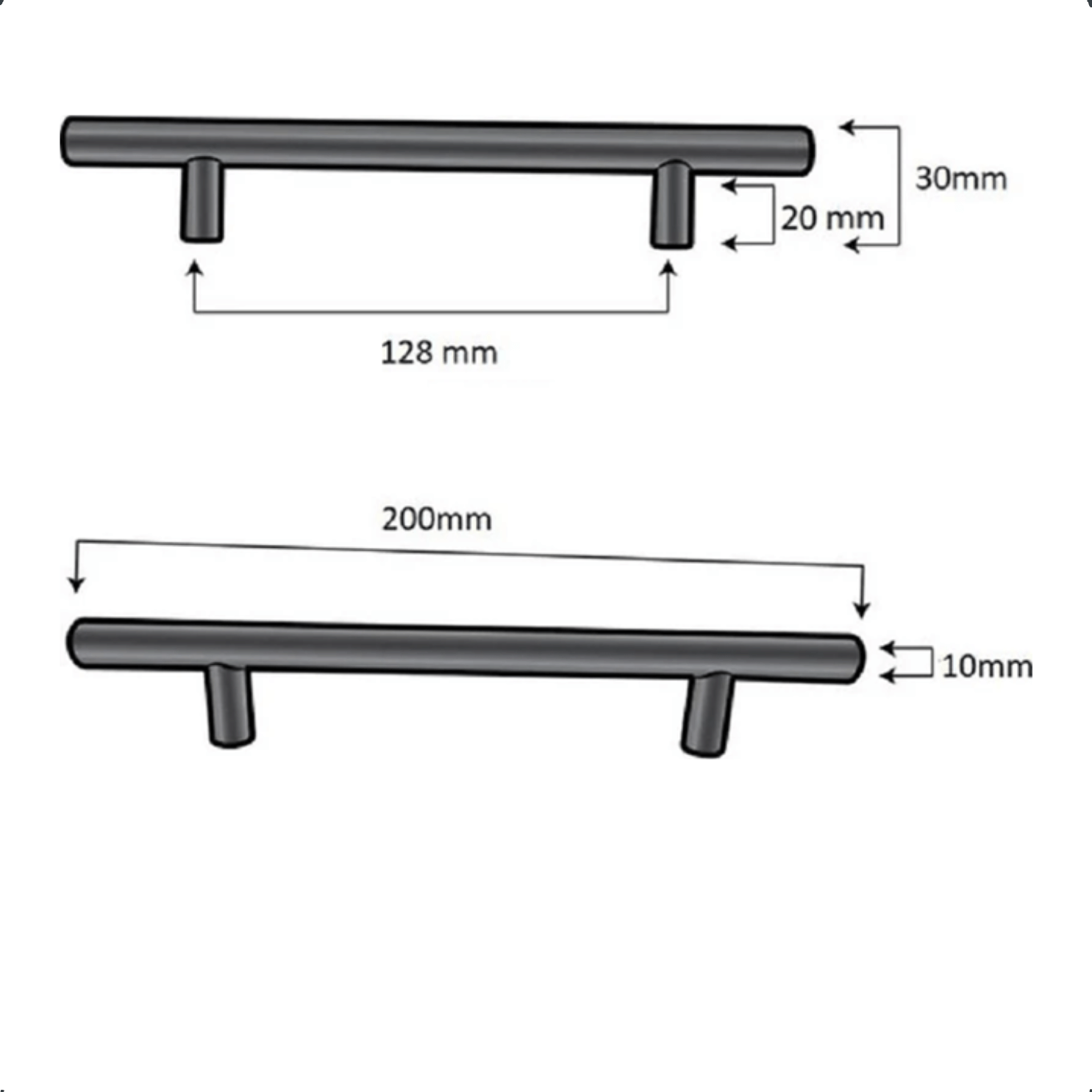 Handgreep 128mm RVS Zwart – Denver - BY MJM - GMJ06