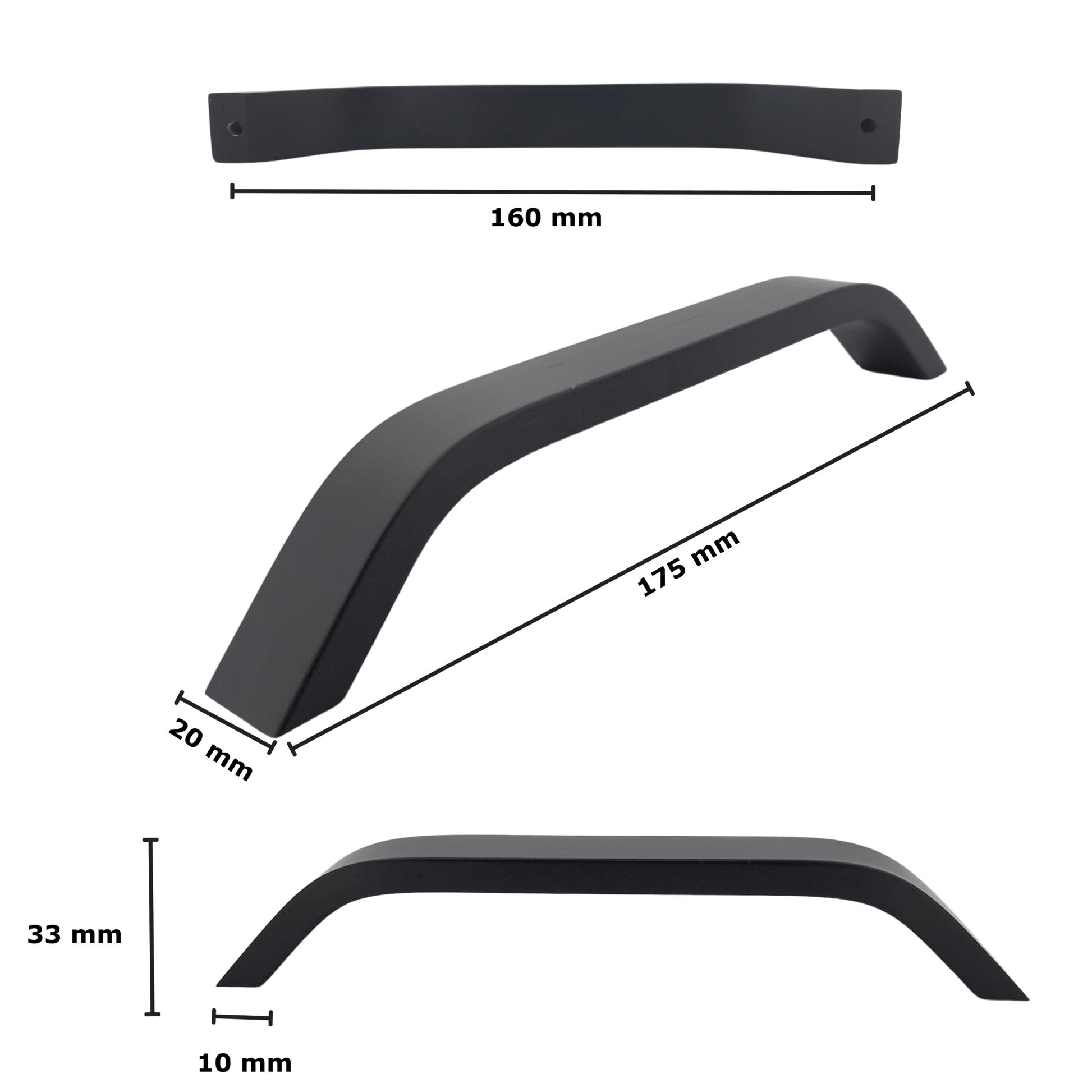 Handgreep 160mm Zwart – Tulsa - BY MJM - GMJ13