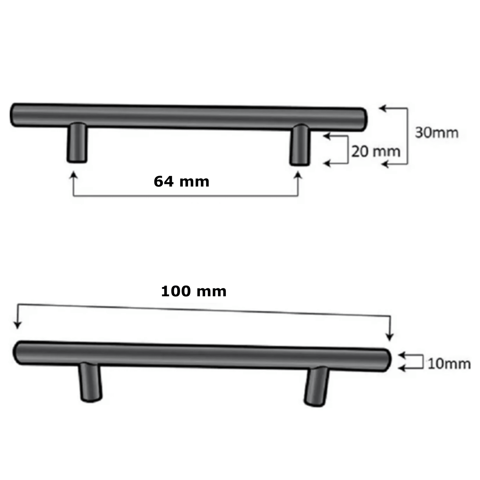 Handgreep 64 RVS Zwart – Denver - BY MJM - GMJ134