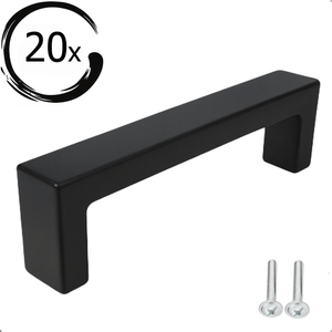 Set 10X handgrepen/handvatten 96mm RVS zwart met luxe look. Incl. schroeven, eenvoudig te monteren. Levering uit eigen voorraad; voor 15:00 besteld, morgen in huis. - BY MJM - GMJ55-20